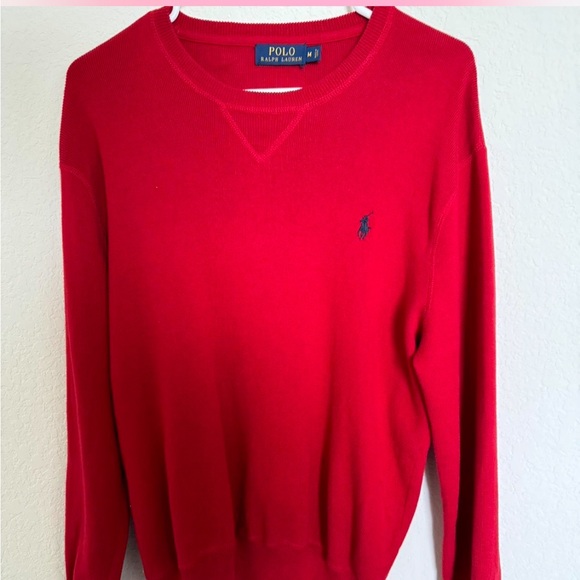 Polo Ralph Lauren red crew neck sweatshirt with embroidered logo